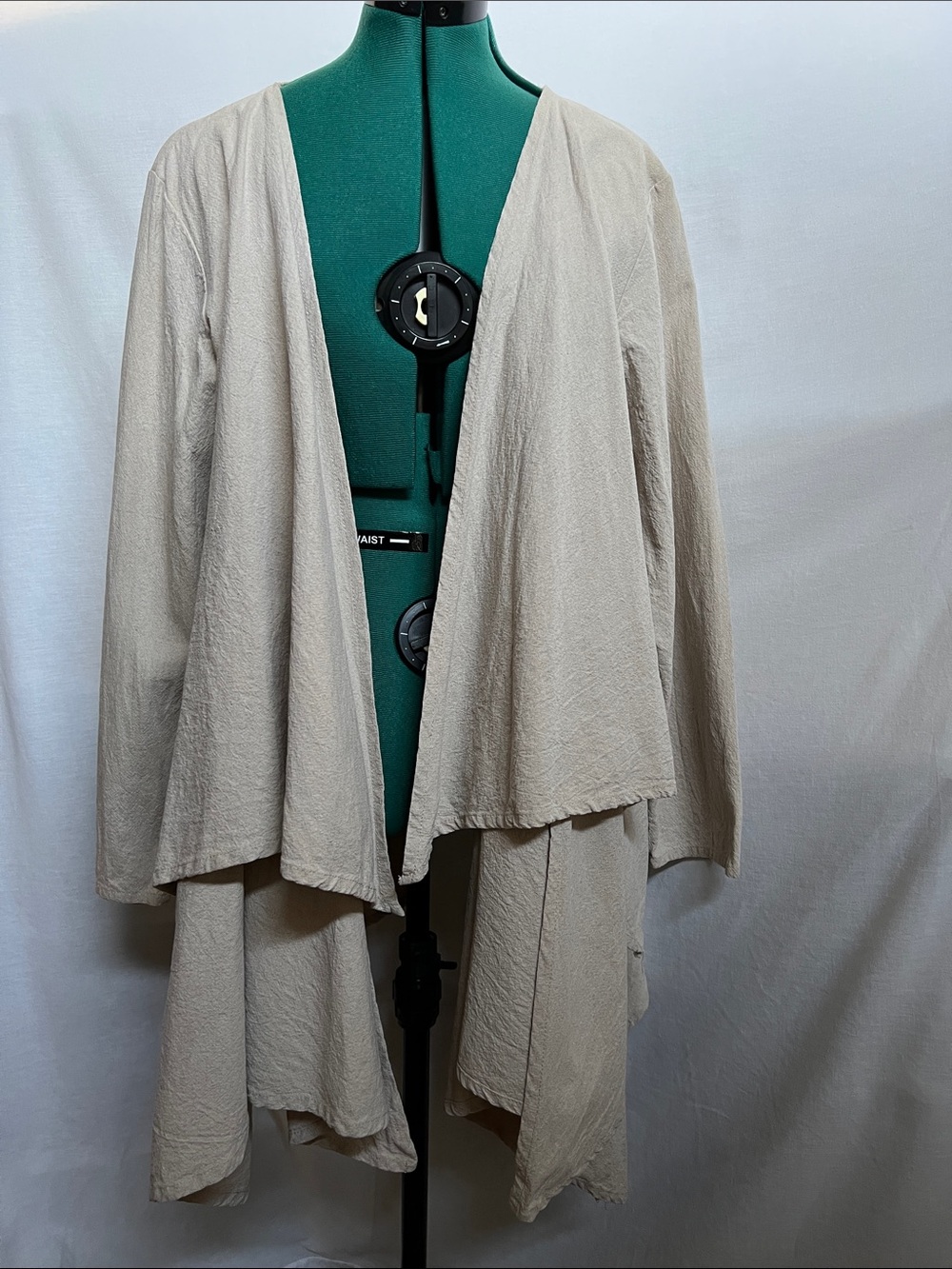 Artsy Khaki Open-Front Multilayered Draped Women's Cardigan